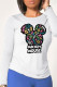 White Street basis Print Patchwork O Neck Tops