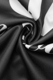 Black White Fashion Casual Print Bandage Off the Shoulder Short Sleeve Dress Dresses