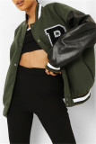 Pink Fashion Casual Patchwork Letter Outerwear
