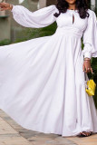 White Elegant Solid Bandage Hollowed Out Patchwork Backless O Neck Straight Dresses
