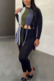 Red Casual Print Patchwork Asymmetrical Long Sleeve Two Pieces