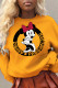 Yellow Fashion Cute Print Patchwork O Neck Tops