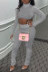 Grey Sexy Solid Patchwork Turtleneck Long Sleeve Two Pieces