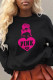Black Casual Daily Print Patchwork O Neck Tops