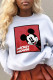 White Street Cute Character Patchwork O Neck Tops