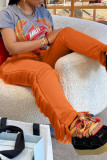Black Fashion Casual Solid Tassel Patchwork Regular High Waist Trousers