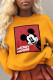 Yellow Street Cute Character Patchwork O Neck Tops