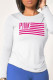 White Casual Daily Print Patchwork Letter O Neck Tops