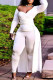 White Sexy Solid Patchwork Asymmetrical Asymmetrical Collar Long Sleeve Two Pieces