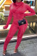 Rose Red Sexy Solid Patchwork Fold Turtleneck Regular Jumpsuits
