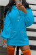 Blue Fashion Casual Solid Basic Hooded Collar Long Sleeve Dresses