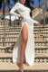 White Fashion Sexy Solid Backless Slit O Neck Long Sleeve Dresses