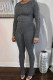 Dark Gray Casual Solid Patchwork Fold O Neck Long Sleeve Two Pieces
