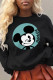 Black Casual Cute Print Patchwork O Neck Tops