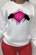 White Casual Street Print Patchwork O Neck Tops