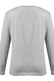 Grey Fashion Street Print Patchwork Letter O Neck Tops