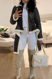 Black Casual Solid Patchwork Half A Turtleneck Outerwear