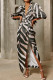 Black College Print Patchwork Asymmetrical V Neck Straight Dresses