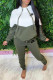 Green Fashion Casual Print Patchwork Hooded Collar Long Sleeve Two Pieces