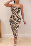 Leopard Print Fashion Sexy Print Leopard Cardigan Long Sleeve Two Pieces