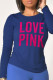 Blue Casual Street Print Patchwork Letter O Neck Tops