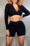 Camel Fashion Casual Solid Basic V Neck Long Sleeve Two Pieces