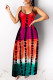 Red Fashion Sexy Print Backless Spaghetti Strap Long Dress