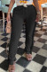 Black Fashion Casual Solid Tassel Patchwork Regular High Waist Trousers