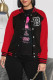 Black Red Fashion Casual Patchwork Letter Outerwear