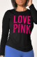 Black Casual Street Print Patchwork Letter O Neck Tops
