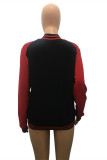 Black Red Fashion Casual Patchwork Letter Outerwear