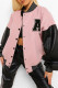 Pink Fashion Casual Patchwork Letter Outerwear