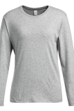 Grey Fashion Street Print Patchwork Letter O Neck Tops