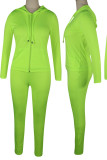 Yellow Casual Solid Split Joint Zipper Hooded Collar Long Sleeve Two Pieces