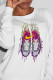 White Casual Sportswear Print Patchwork O Neck Tops