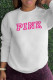 White Fashion Street Print Patchwork Letter O Neck Tops
