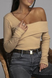 Red Fashion Casual Solid Patchwork Off the Shoulder Tops