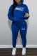 Royal Blue Fashion Street Print Letter Hooded Collar Long Sleeve Two Pieces