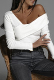 Red Fashion Casual Solid Patchwork Off the Shoulder Tops