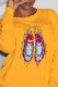 Yellow Casual Sportswear Print Patchwork O Neck Tops