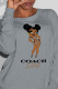 Grey Sweet Cute Print Patchwork O Neck Tops