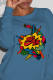 Blue Fashion Casual Print Patchwork O Neck Tops