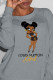 Grey Casual Cute Print Patchwork O Neck Tops