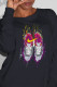 Black Casual Sportswear Print Patchwork O Neck Tops
