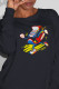 Black Street Sportswear Print Patchwork O Neck Tops