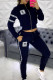 Black Fashion Sportswear Print Patchwork O Neck Long Sleeve Two Pieces