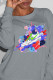 Grey Fashion Sportswear Print Patchwork O Neck Tops