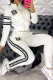 White Fashion Sportswear Print Patchwork O Neck Long Sleeve Two Pieces