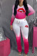 Pink Casual Gradual Change Print Patchwork Fold O Neck Long Sleeve Two Pieces