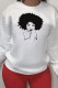 White Casual Street Print Patchwork O Neck Tops